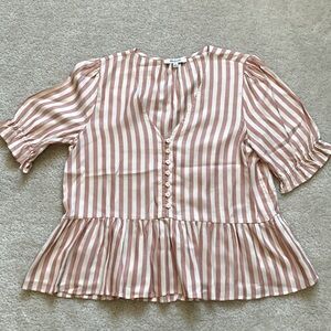 Madewell stripe pink cream top S petite